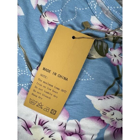 Grecerelle Dress Womens‎ Small Blue Floral Maxi Short Cold Shoulder NWT - Picture 11 of 13